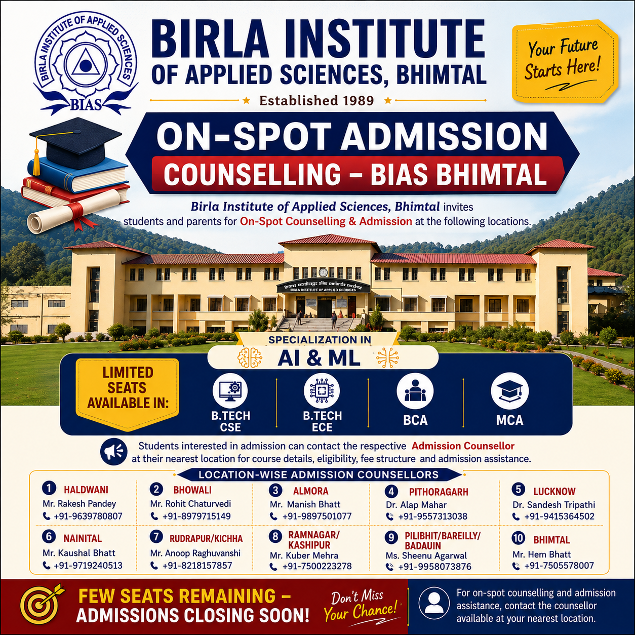 BIAS Bhimtal On-Spot Admission Counselling